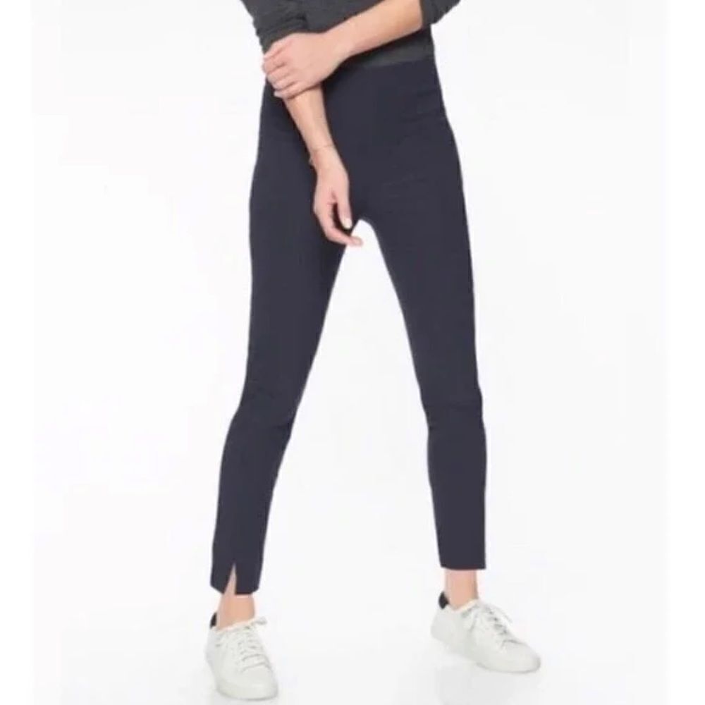 Athleta Wander High Rise Slim Black Nylon Athleisure Cropped Ankle Pants